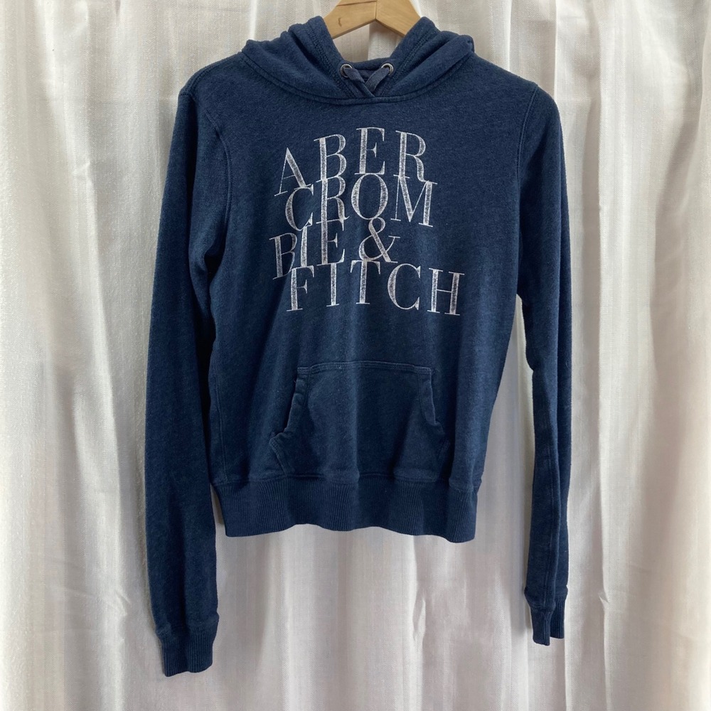 Abercrombie & Fitch Womens Hoodie Sweatshirt Blue Pullover Athleisure Casual Y2K
